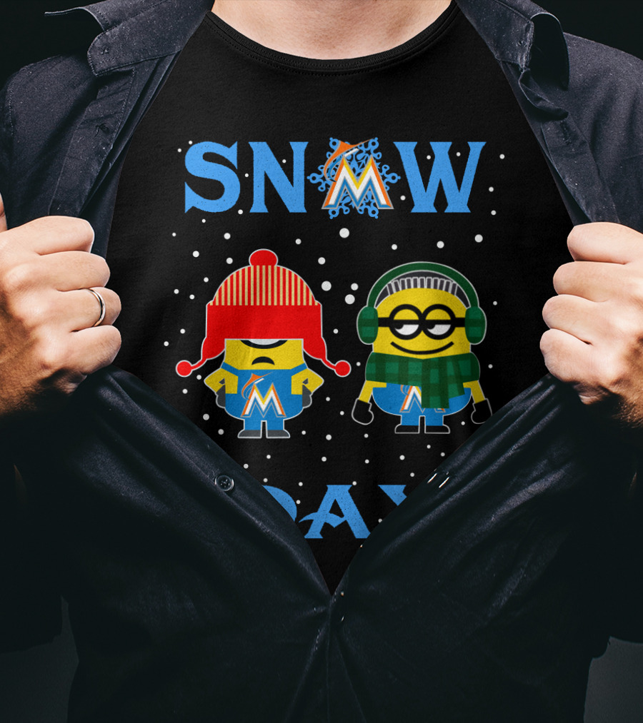 Miami Marlins Minions Snow Day Winter Gear T-Shirt