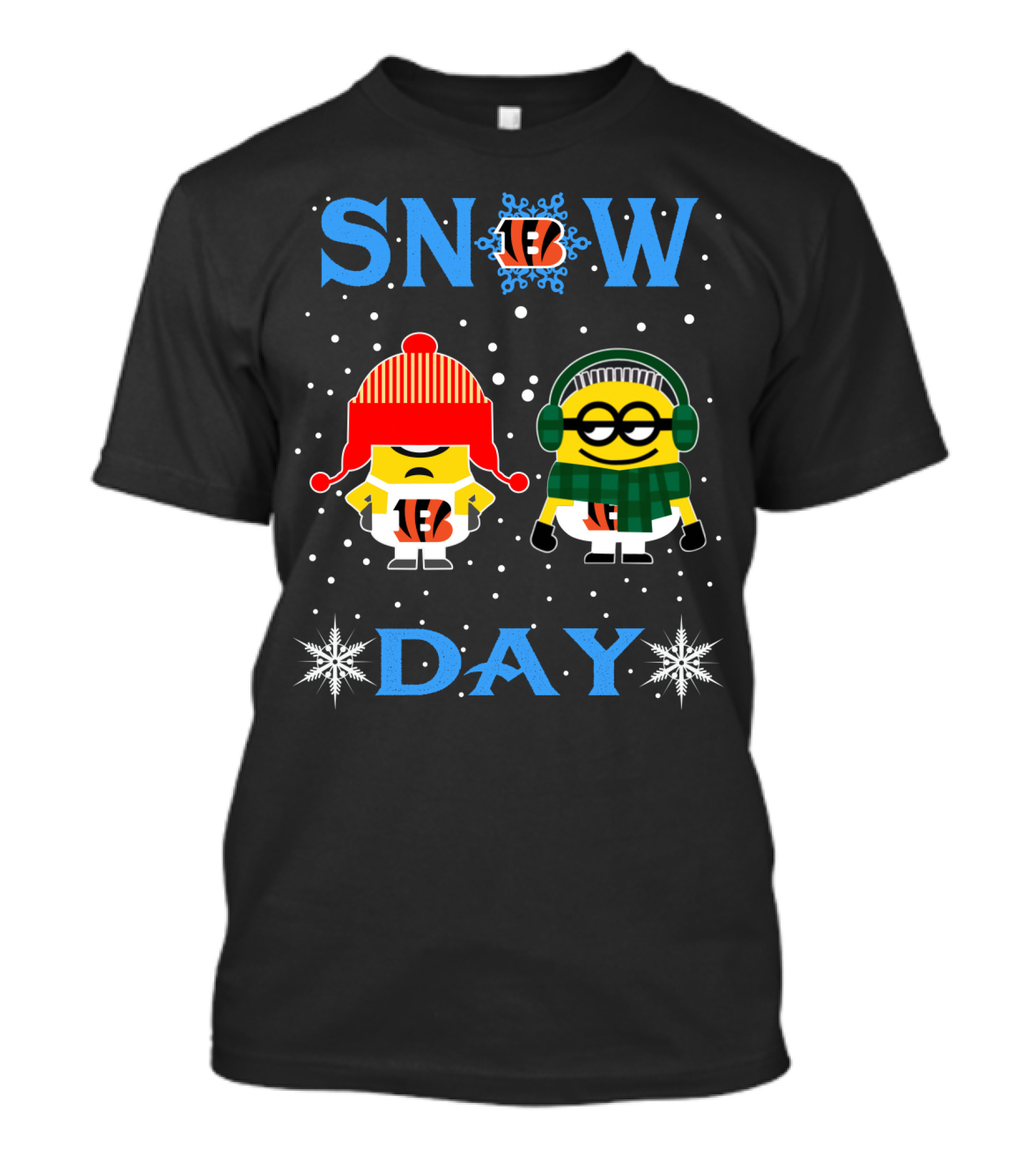 Snow Day For Cincinnati Bengals Vs Minion Winter Fun Fan Holiday T-Shirt