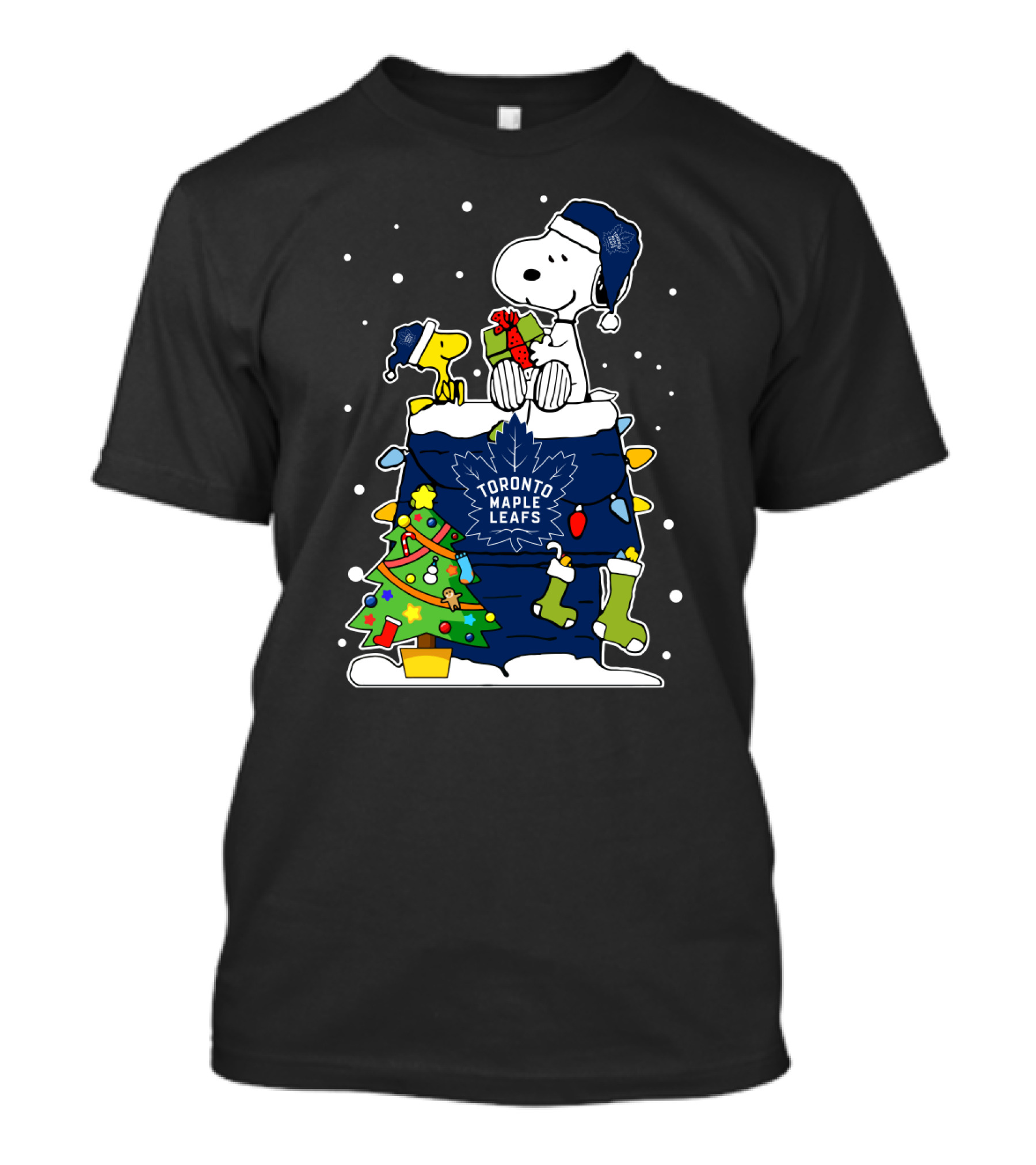 Toronto Maple Leafs Snoopy Christmas Theme With Woodstock And Holiday Tree Decorations T-Shirt