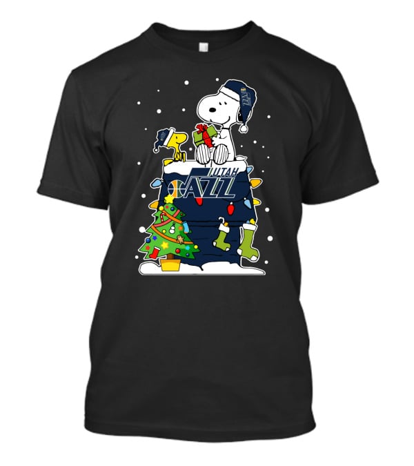 Utah Jazz Snoopy Christmas Holiday Celebration T-Shirt