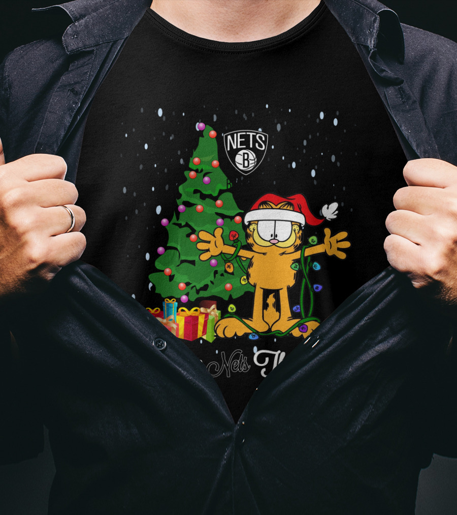 I Love Nets This Big Xmas Garfield Brooklyn T-Shirt