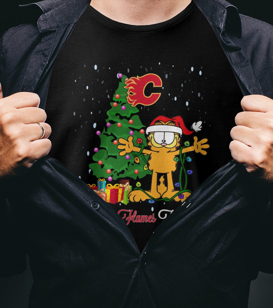 I Love Flames This Big Garfield Christmas Tree Calgary Fans T-Shirt