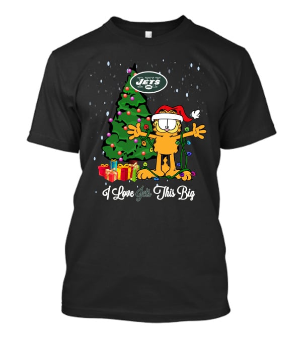 I Love Jets This Big Xmas Garfield Cat New York Jets Fans T-Shirt