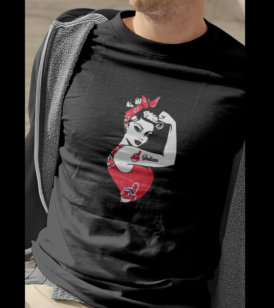 Unbreakable Cleveland Indians Strong Girl Iconic Rosie Riveter Style T-Shirt