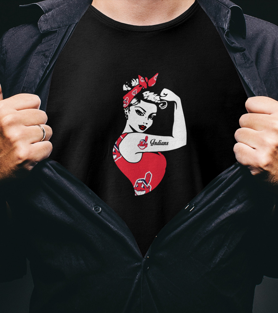 Unbreakable Cleveland Indians Strong Girl Iconic Rosie Riveter Style T-Shirt