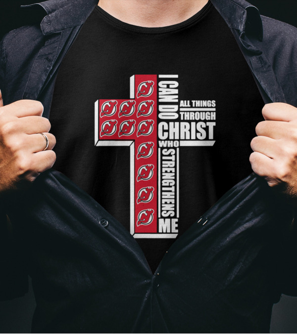 New Jersey Devils Faith-Inspired Philippians 4:13 Cross T-Shirt