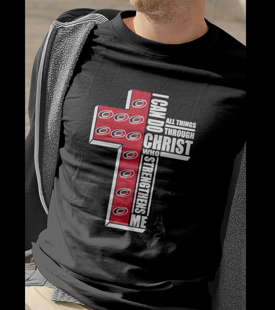 Hurricanes Logo Cross I Can Do All Things Through Christ Who Strengthens Me T-Shirt