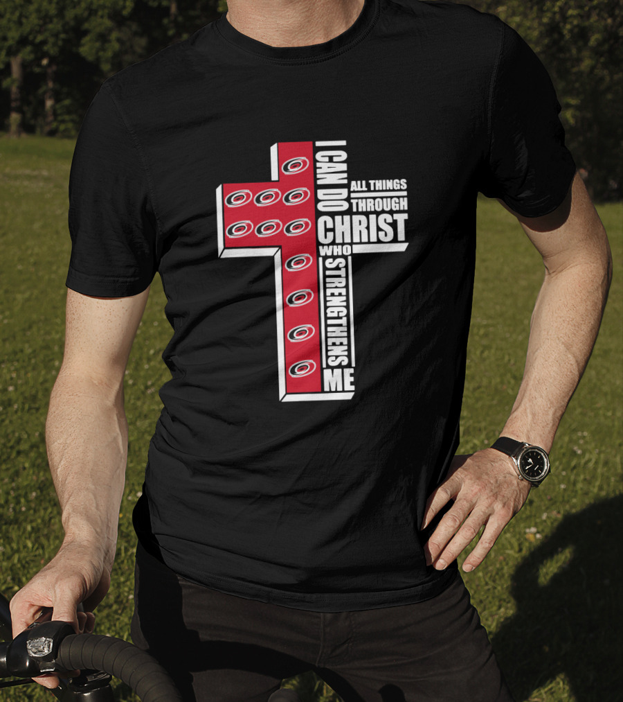 Hurricanes Logo Cross I Can Do All Things Through Christ Who Strengthens Me T-Shirt