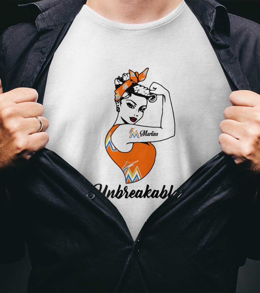 Unbreakable Miami Marlins Strong Girl Empowerment T-Shirt