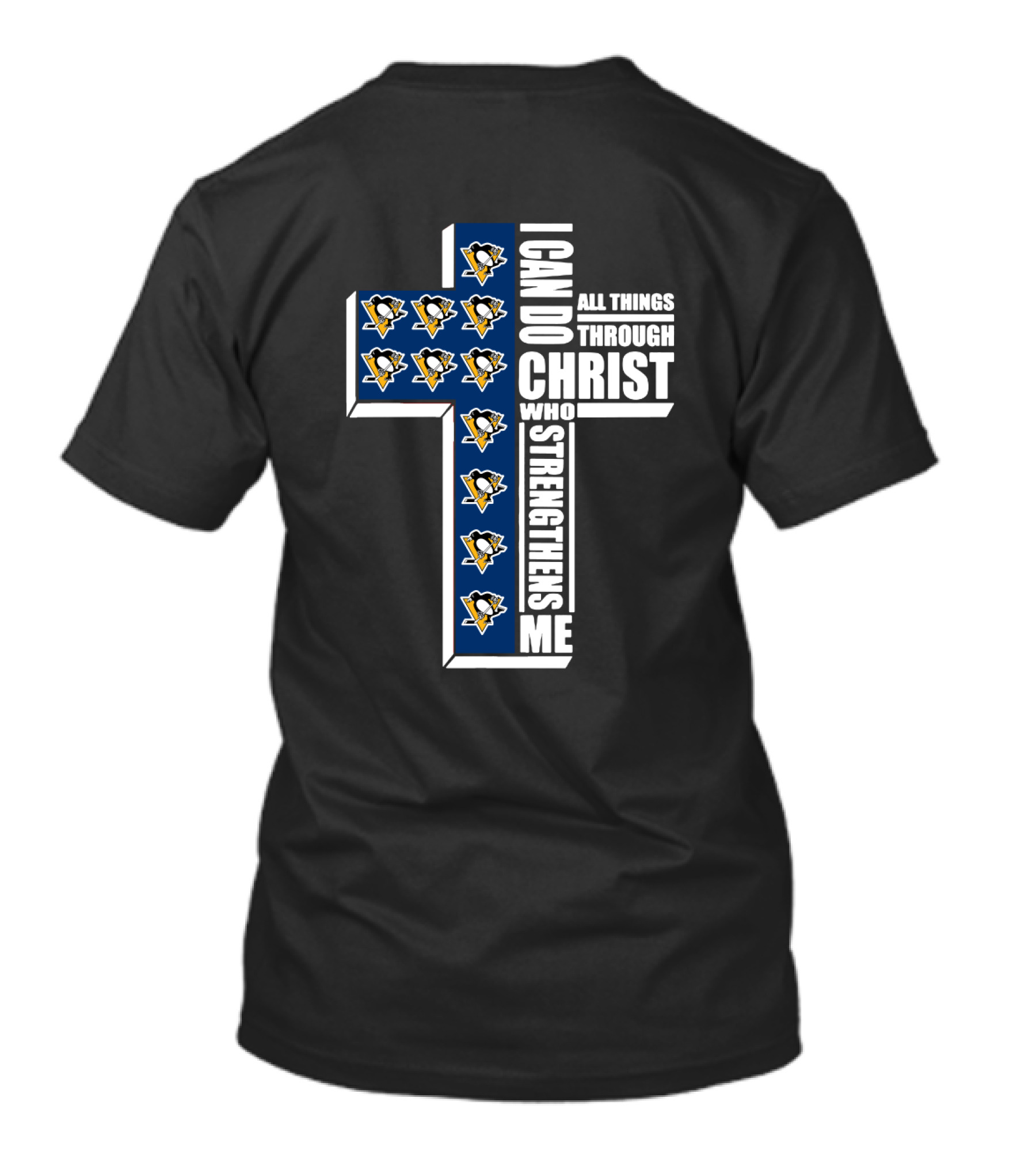 Penguins I Can Do All Things Through Christ Who Strengthens Me Cross T-Shirt