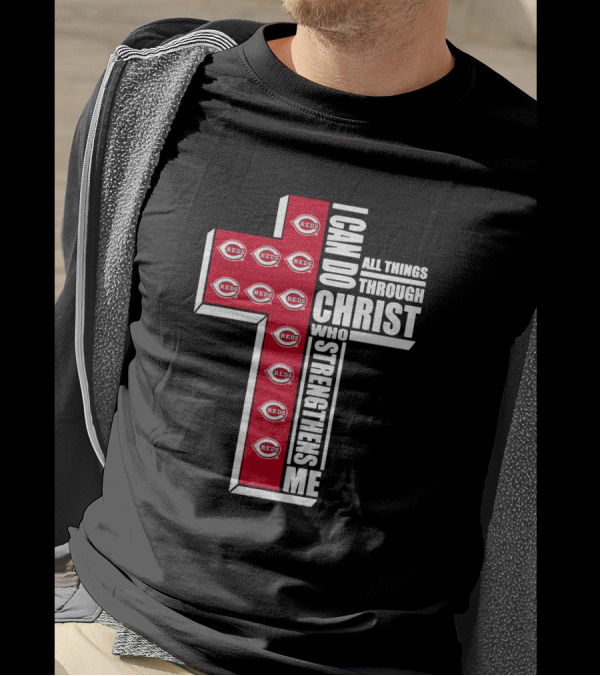 Reds I Can Do All Things Through Christ Who Strengthens Me Cross T-Shirt