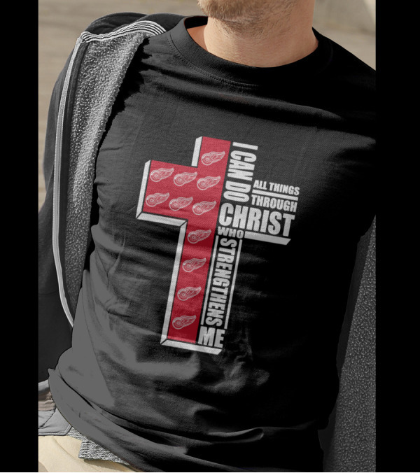 Red Wings I Can Do All Things Through Christ Who Strengthens Me Cross T-Shirt