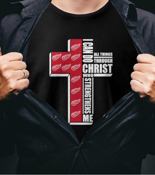 Red Wings I Can Do All Things Through Christ Who Strengthens Me Cross T-Shirt