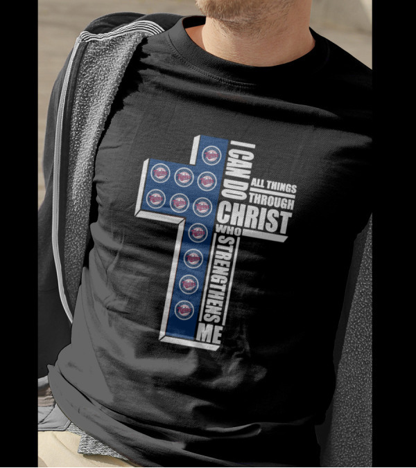 Minnesota Twins I Can Do All Things Through Christ Logo Cross T-Shirt
