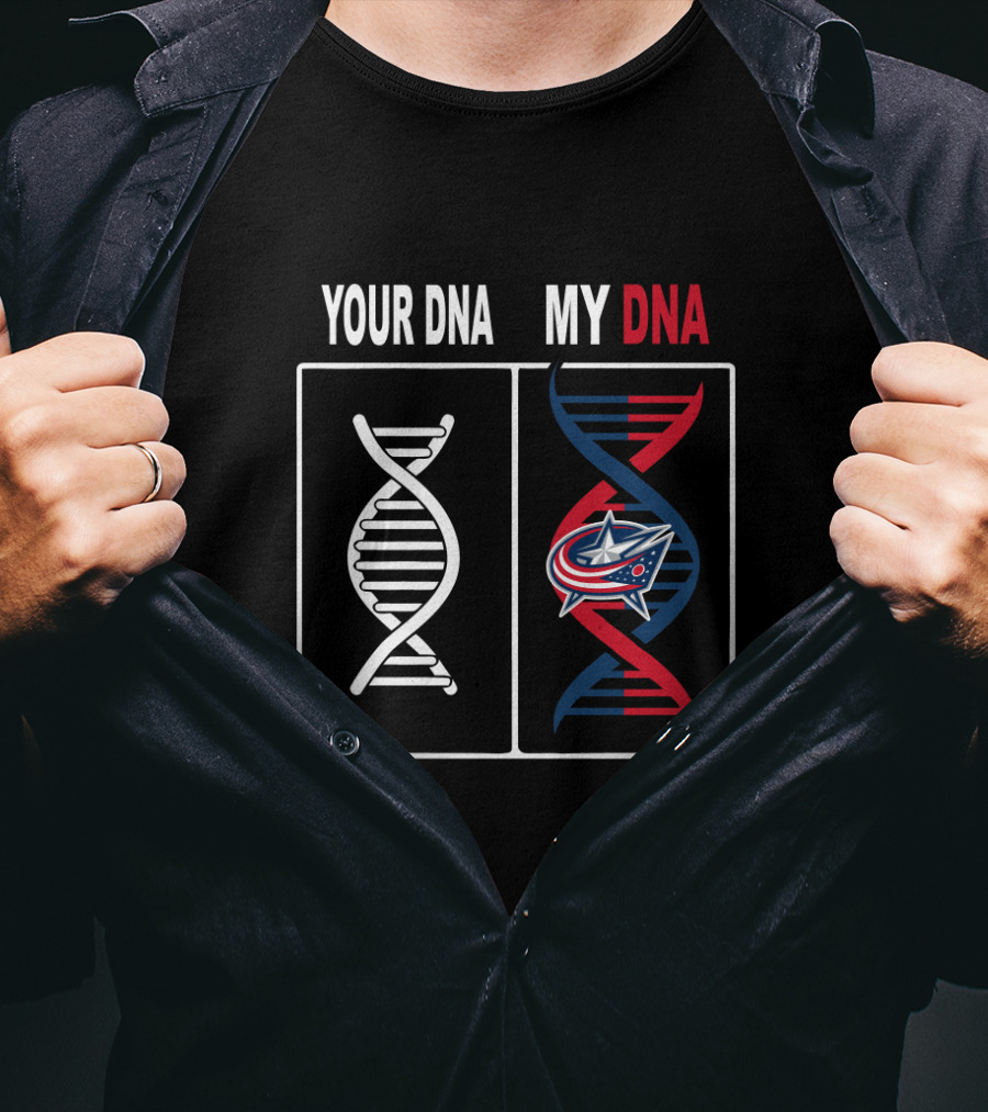 Your DNA My DNA Columbus Blue Jackets Logo DNA Strands Representation T-Shirt