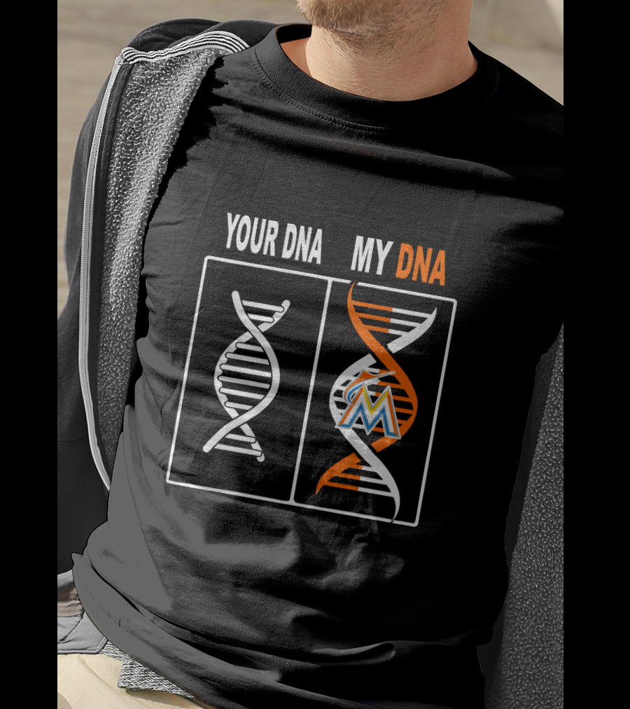 Miami Marlins DNA Double Helix Logo Your DNA My DNA T-Shirt