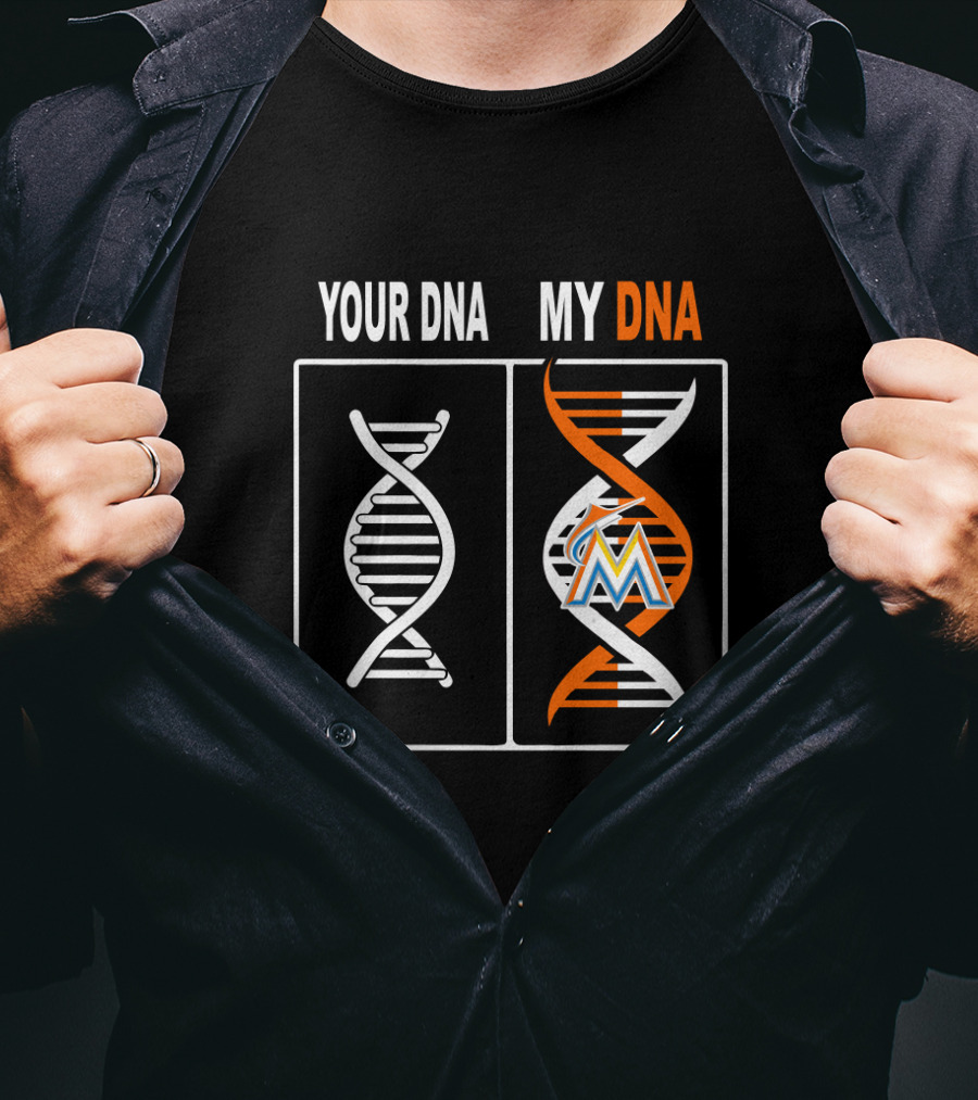 Miami Marlins DNA Double Helix Logo Your DNA My DNA T-Shirt