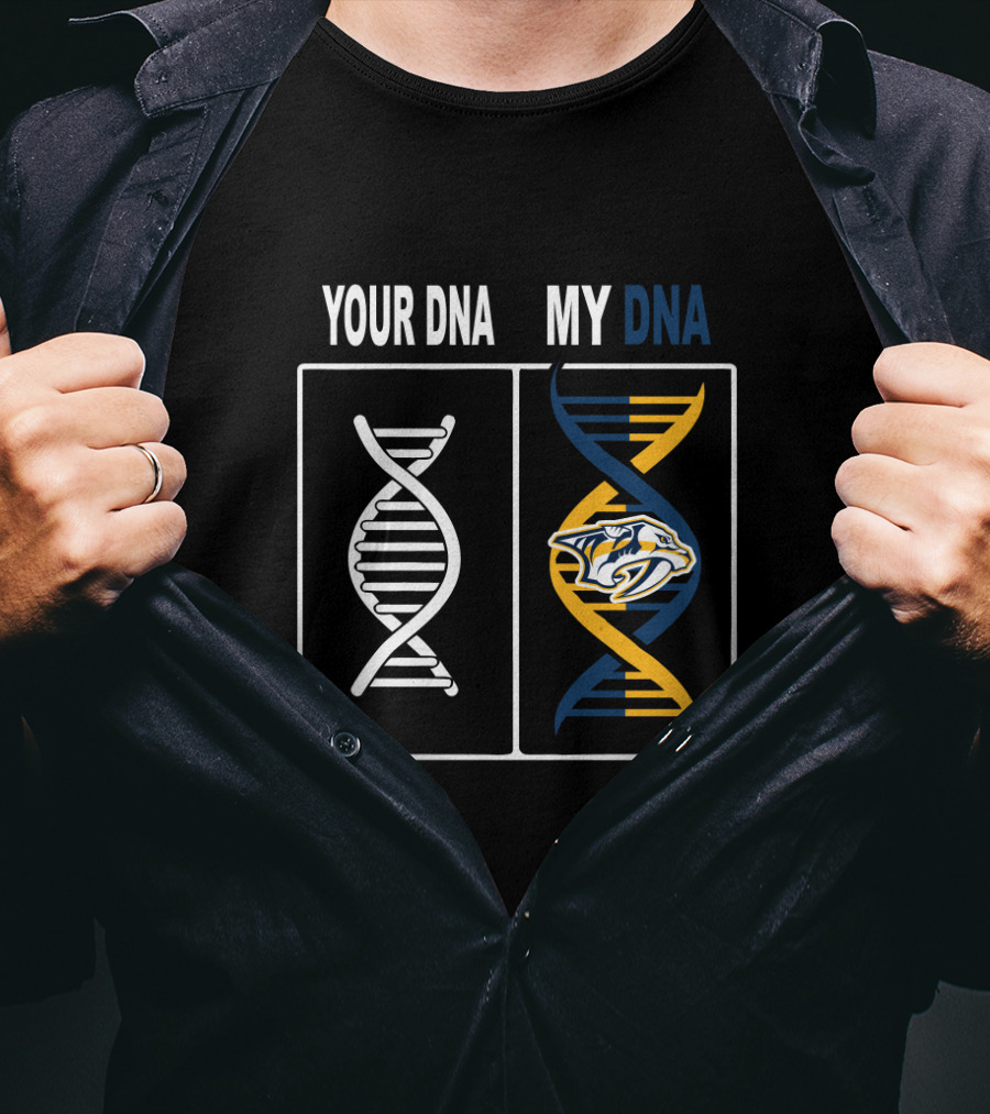 Your DNA My DNA Nashville Predators Logo DNA Strands T-Shirt