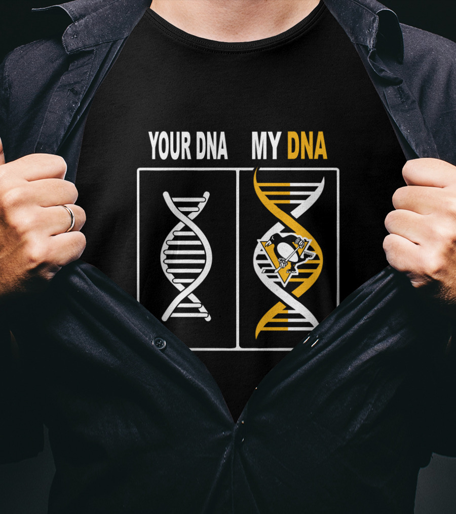 Your DNA My DNA Pittsburgh Penguins Hockey Logo DNA Strands T-Shirt