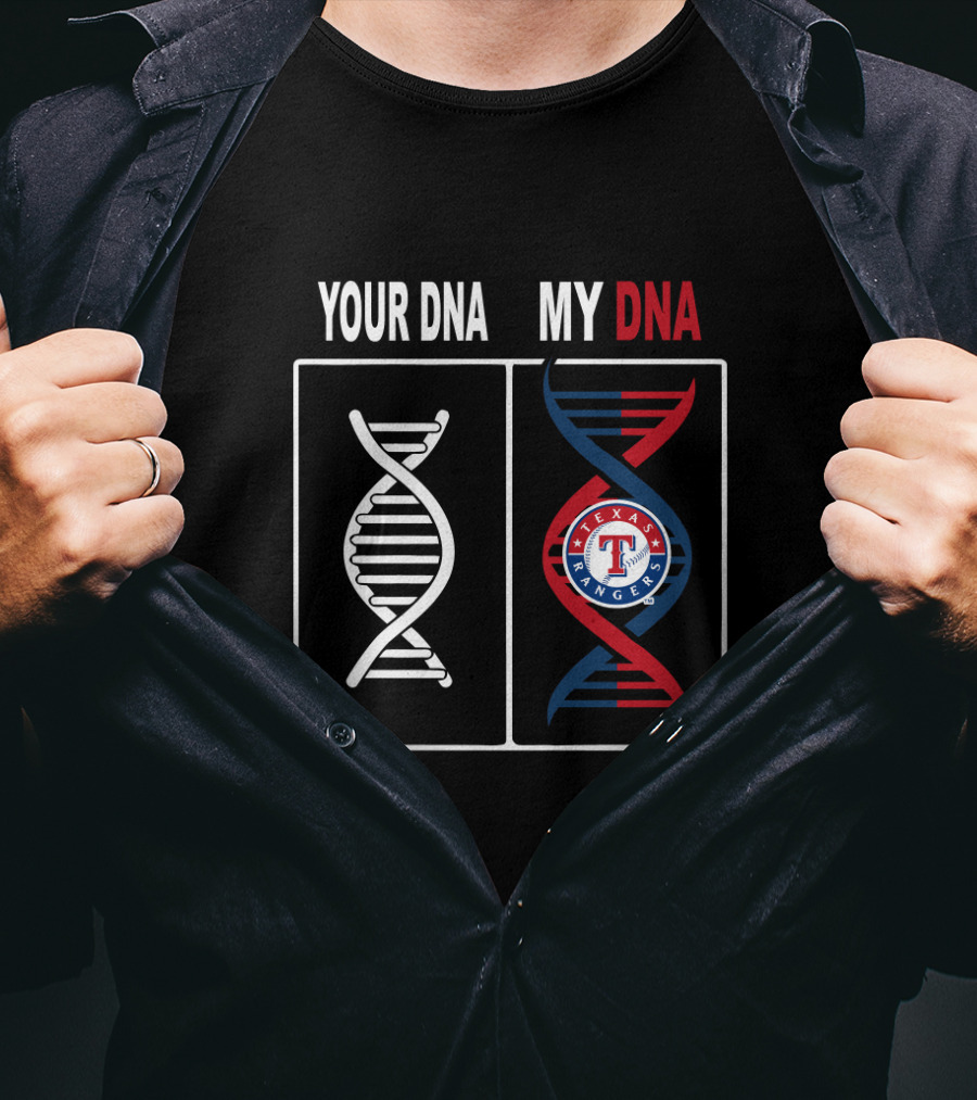 Your DNA My DNA Texas Rangers Logo In Red White And Blue Helix T-Shirt