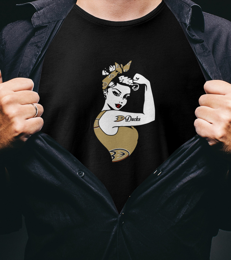 Anaheim Ducks Unbreakable Strong Girl Rosie The Riveter T-Shirt
