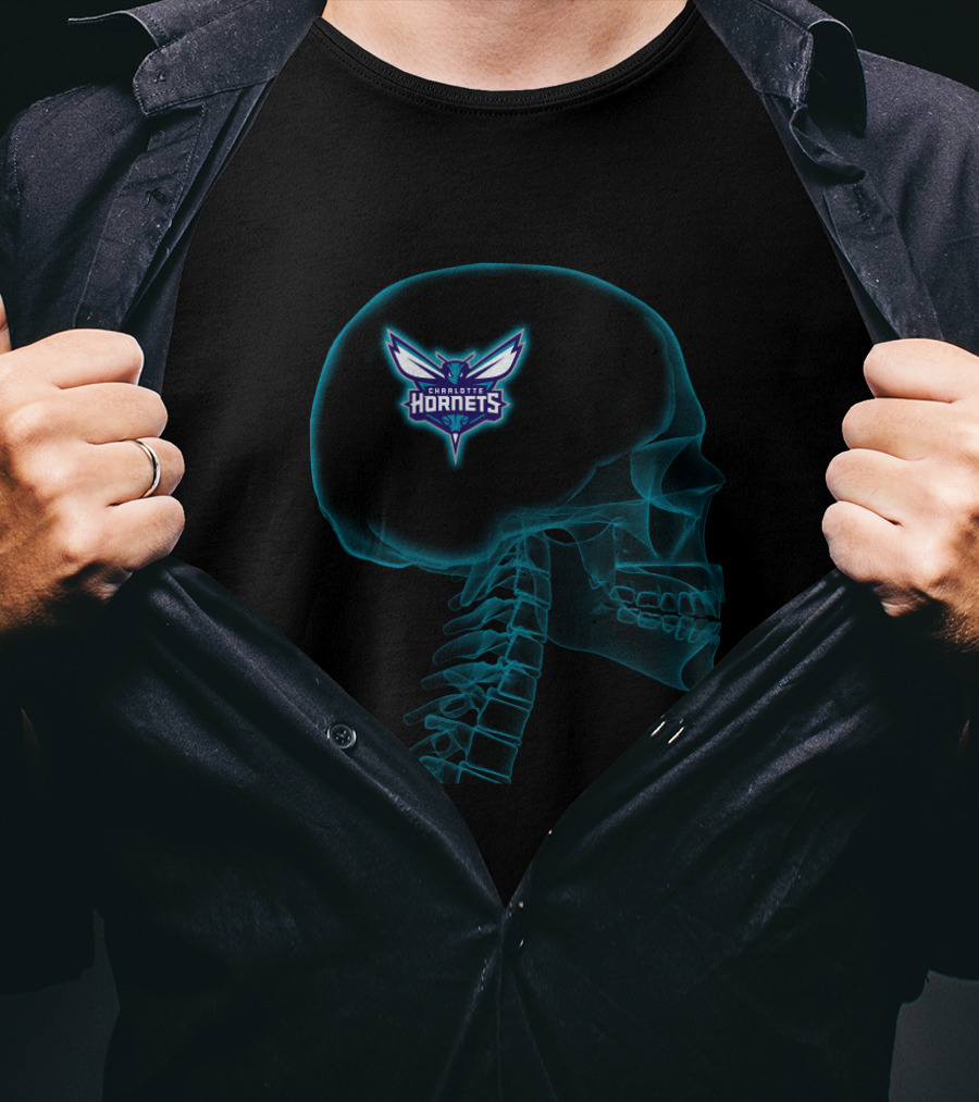 Charlotte Hornets Halloween Skeleton Brain T-Shirt