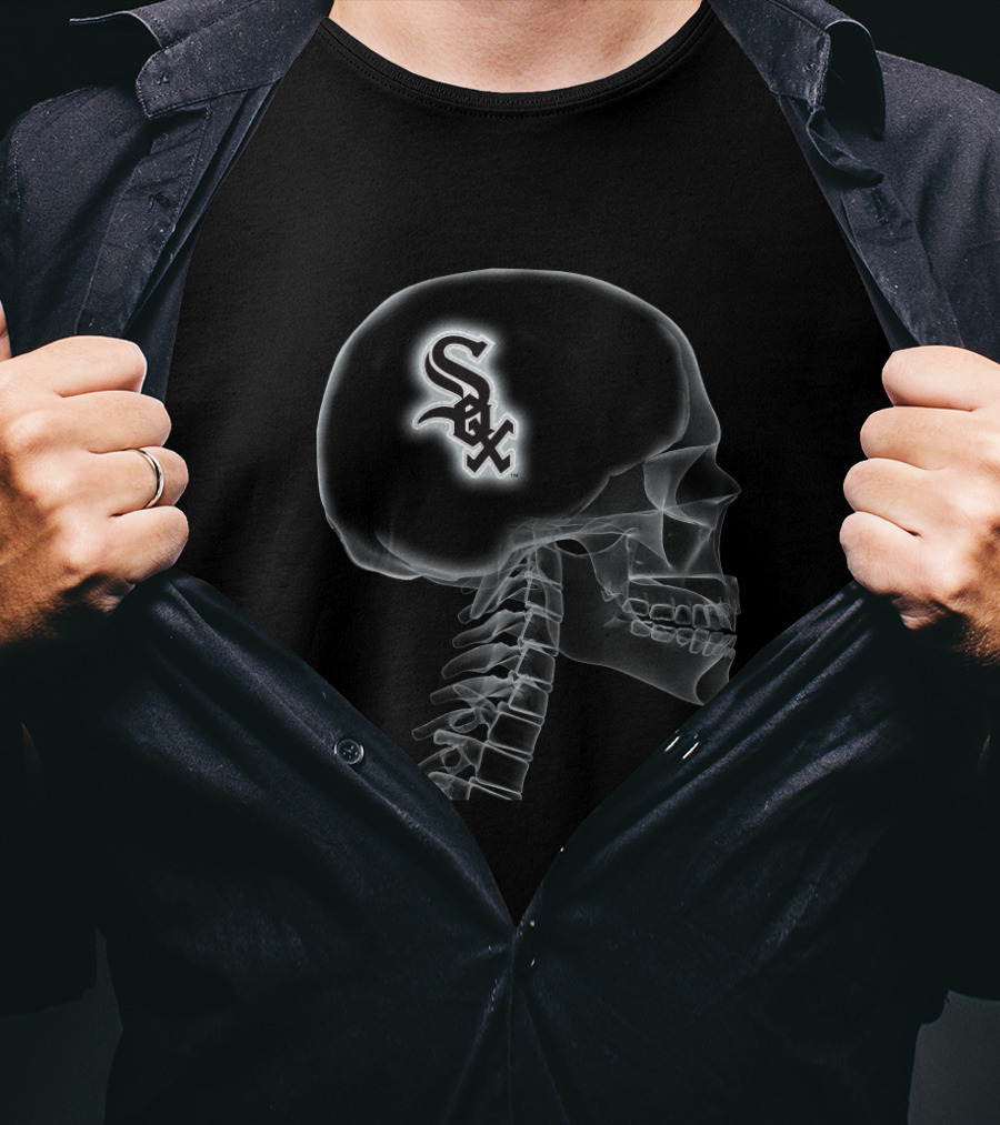 Chicago White Sox Logo Embedded In Skull X-Ray T-Shirt