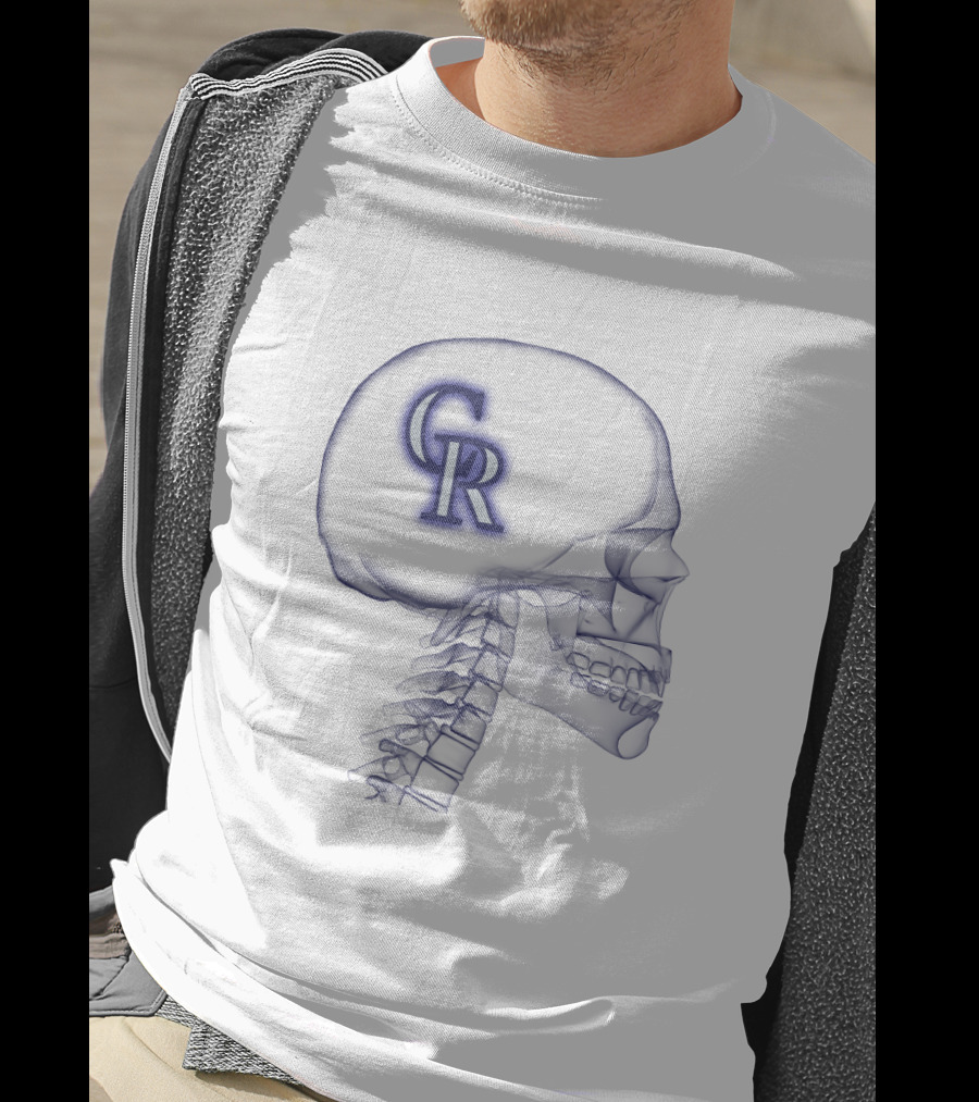 Colorado Rockies CR Logo Inside Human Skull X-Ray T-Shirt