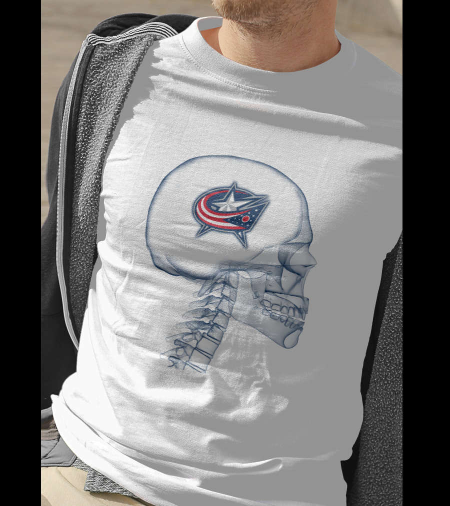 Columbus Blue Jackets Skull With Iconic Logo In My Brain T-Shirt