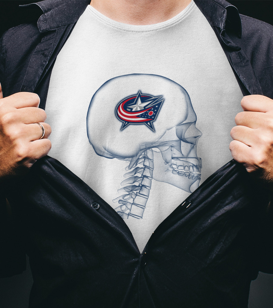 Columbus Blue Jackets Skull With Iconic Logo In My Brain T-Shirt