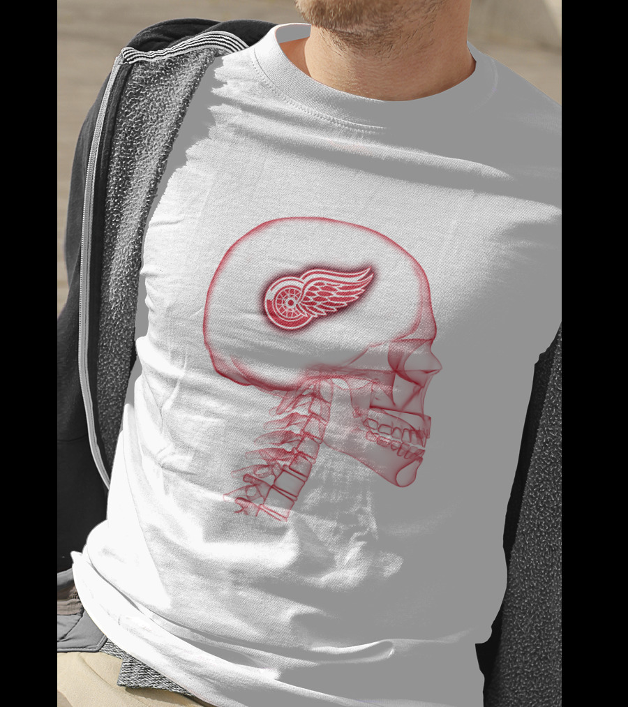 Detroit Red Wings Neon Skull Brain T-Shirt