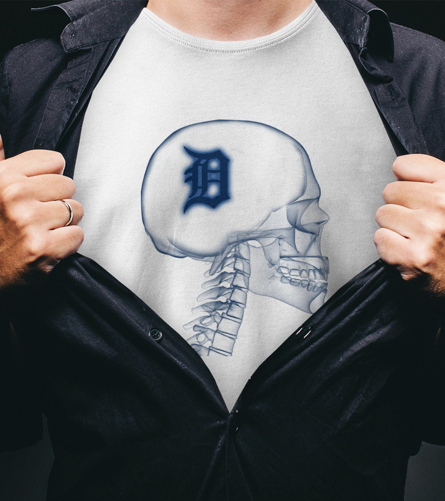 Detroit Tigers Skull Brain T-Shirt