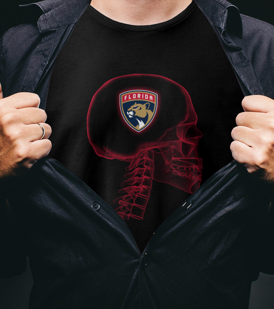 Florida Panthers Logo Embedded In Human Skull Anatomy T-Shirt
