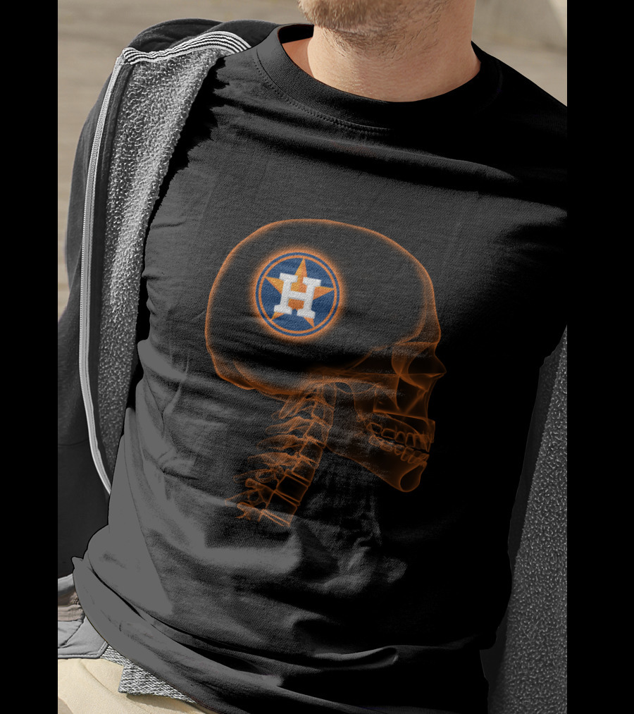 Houston Astros Skull With Team Logo Embedded In Brain X-Ray T-Shirt