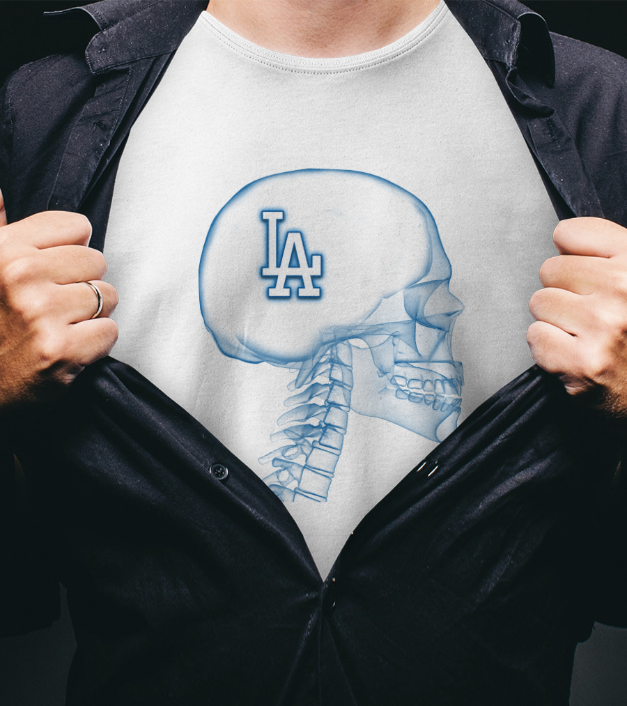 Los Angeles Dodgers LA Logo Brain X-Ray T-Shirt