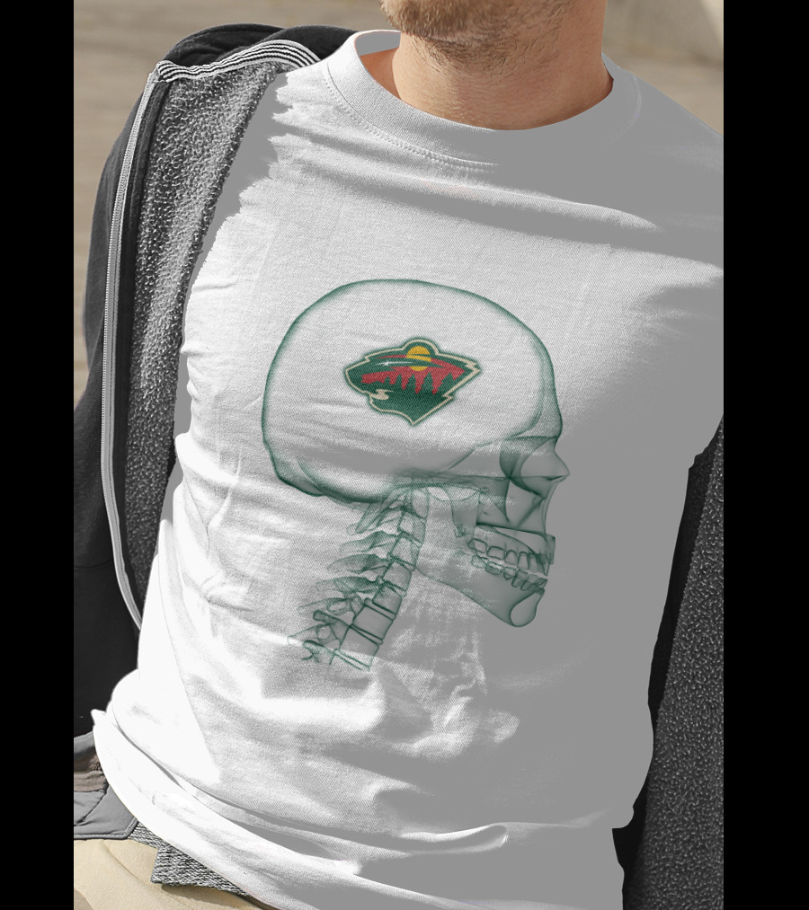 Minnesota Wild Logo Inside Skull Brain T-Shirt