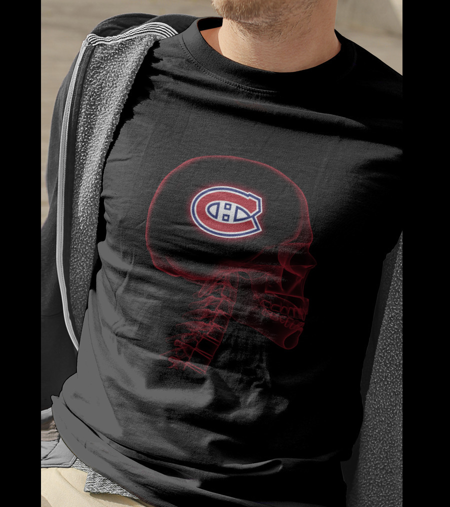 Montreal Canadiens Logo Inside Skull Brain T-Shirt