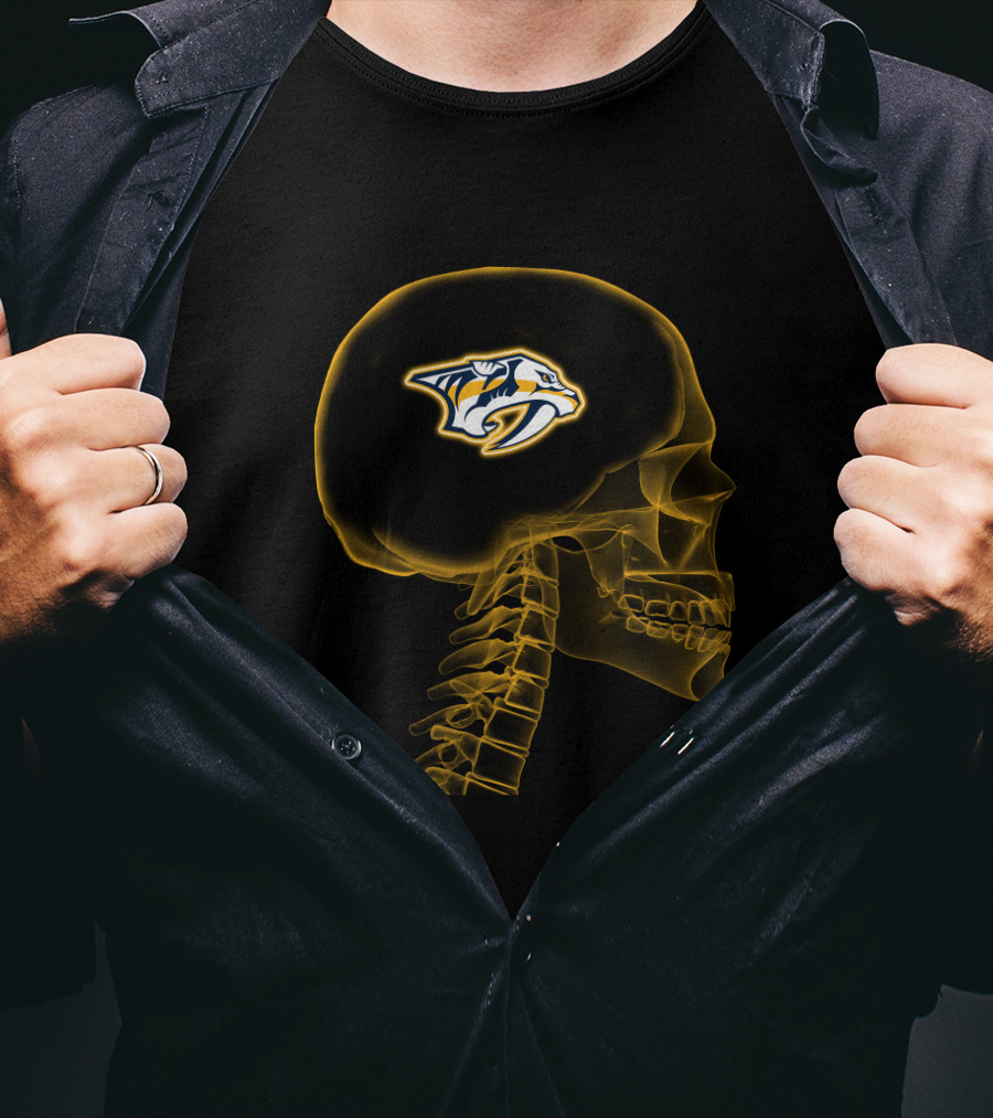 Nashville Predators Logo Inside Brain X-Ray Skull T-Shirt