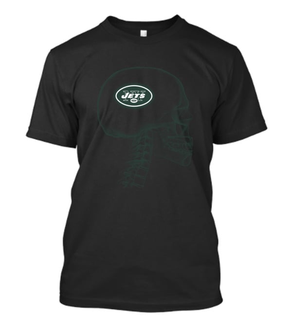 New York Jets Logo Inside Skull Halloween For Fans T-Shirt