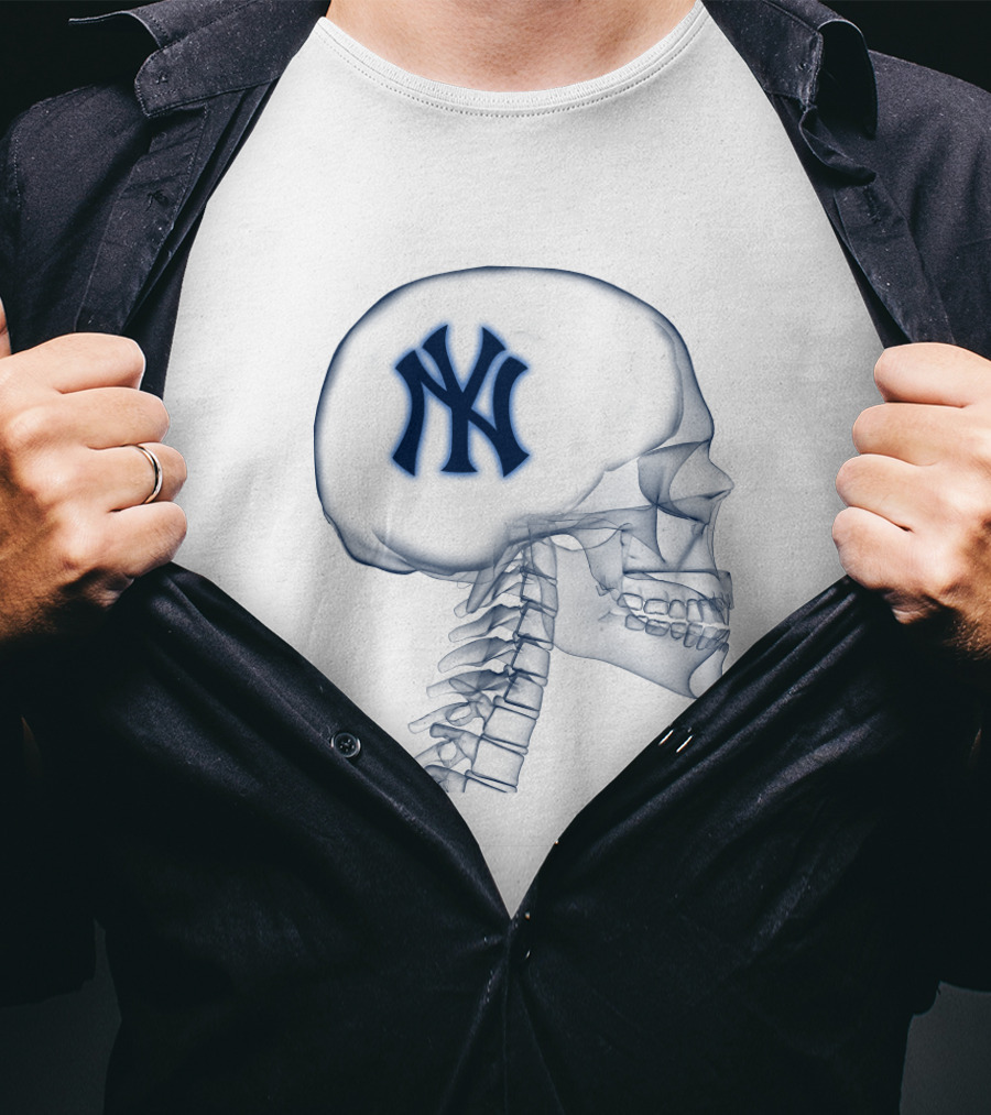 New York Yankees Logo Inside Skull X-Ray Brain T-Shirt