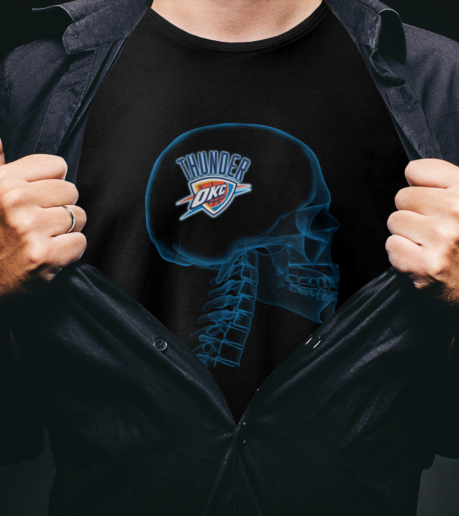 Oklahoma City Thunder Brain Skull Halloween T-Shirt
