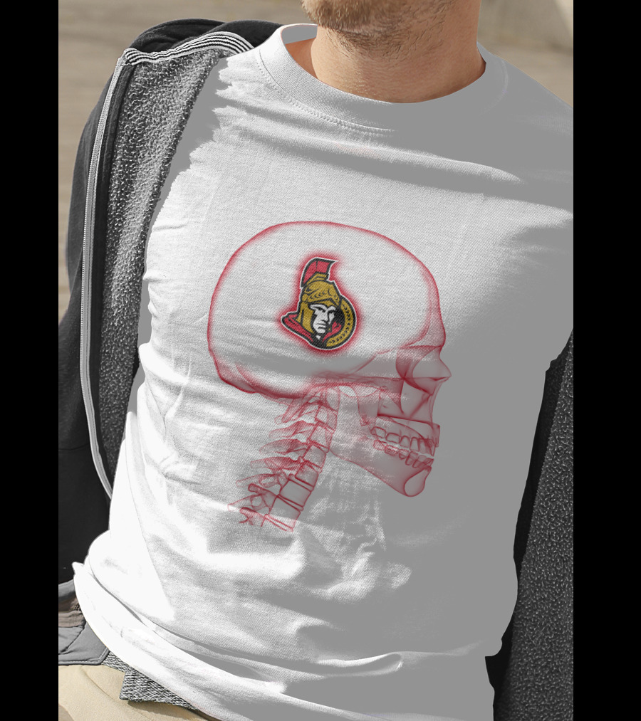 Ottawa Senators Logo Inside Skull Brain Outline T-Shirt
