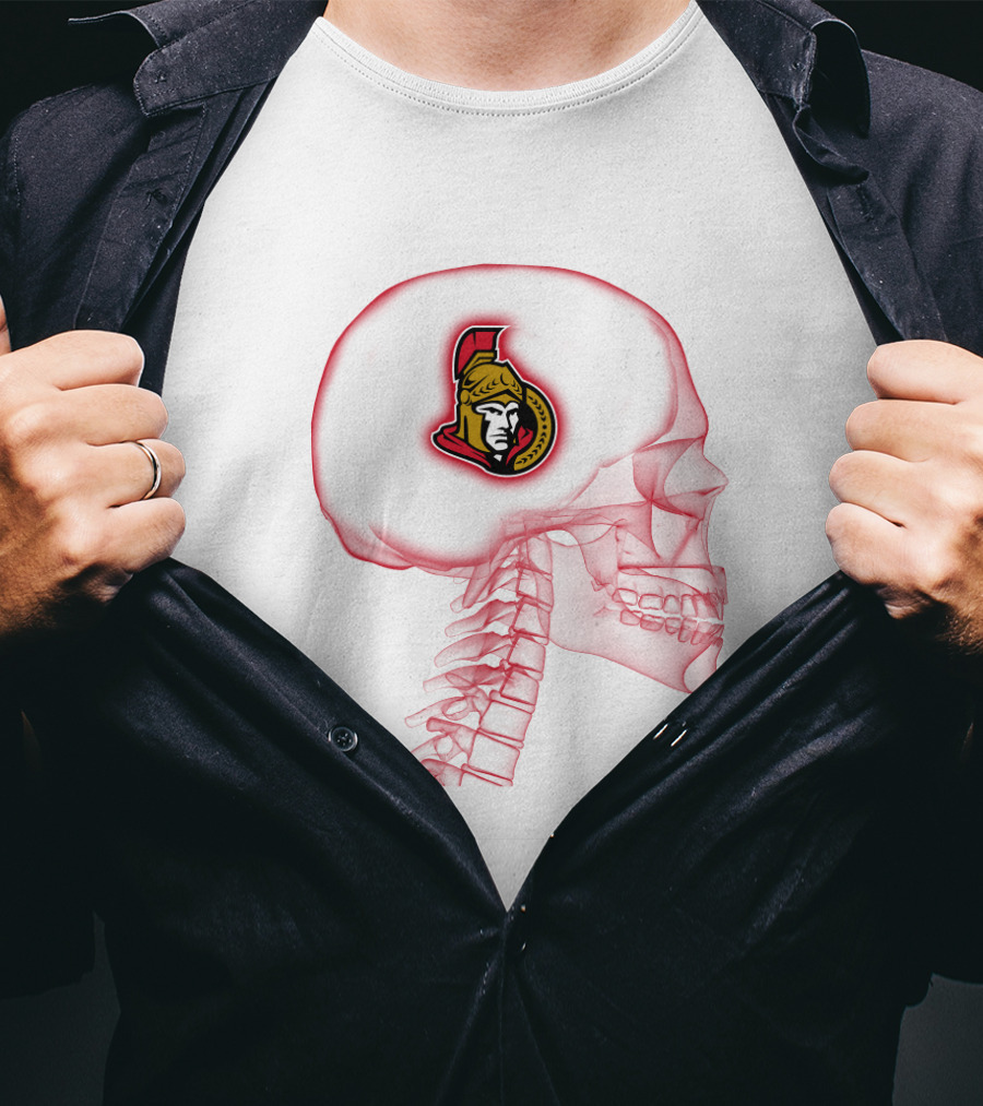 Ottawa Senators Logo Inside Skull Brain Outline T-Shirt