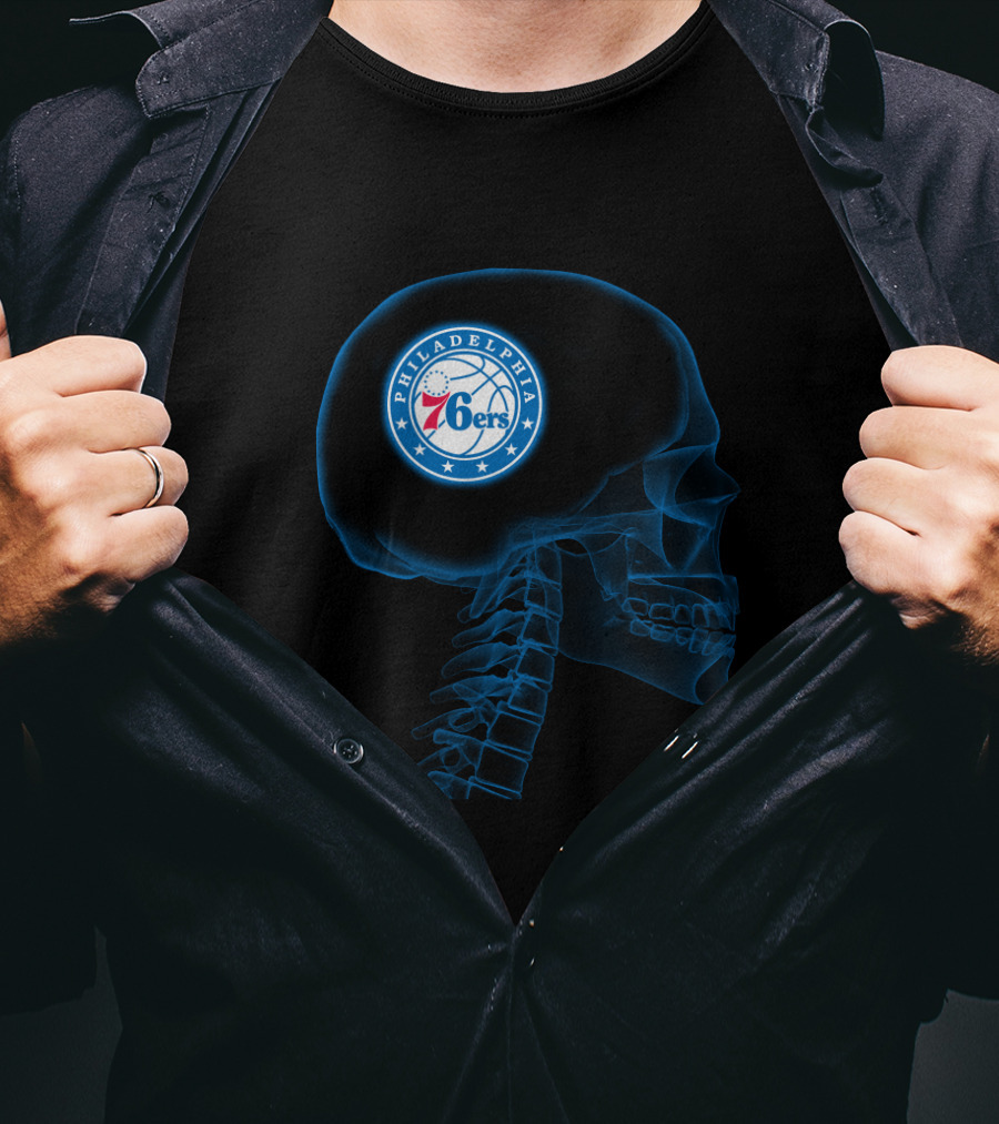 Philadelphia 76ers Logo X-Ray Brain Halloween Theme T-Shirt