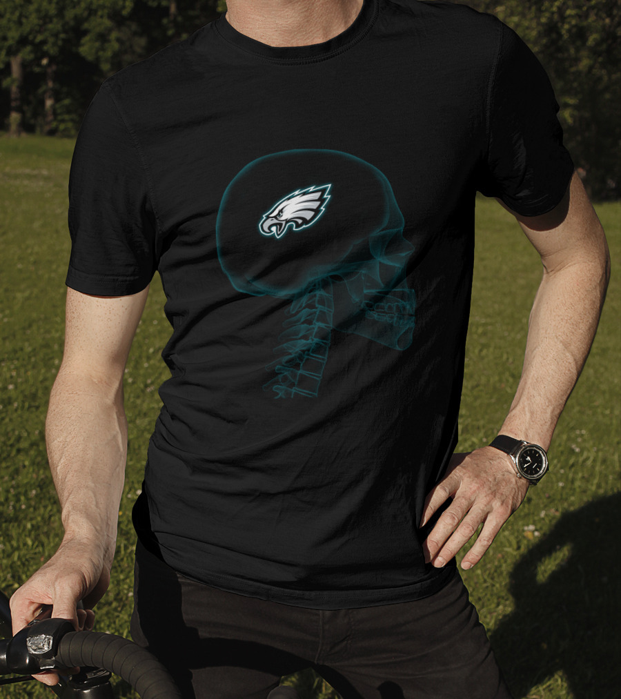 Philadelphia Eagles Skull X-Ray Halloween Brain T-Shirt