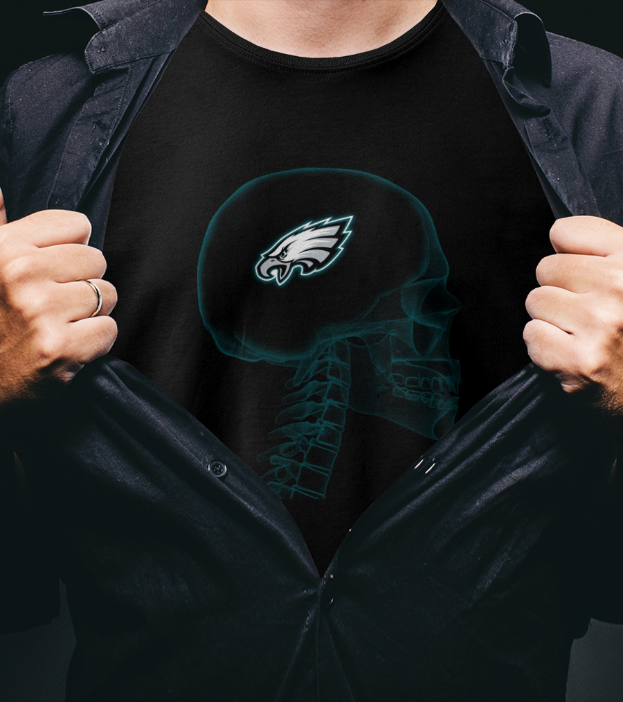 Philadelphia Eagles Skull X-Ray Halloween Brain T-Shirt