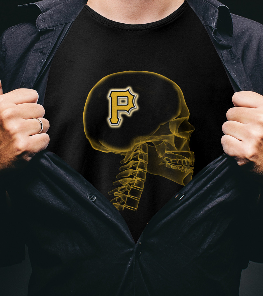 Pittsburgh Pirates Enthusiast Skull With Logo Brain X-Ray T-Shirt