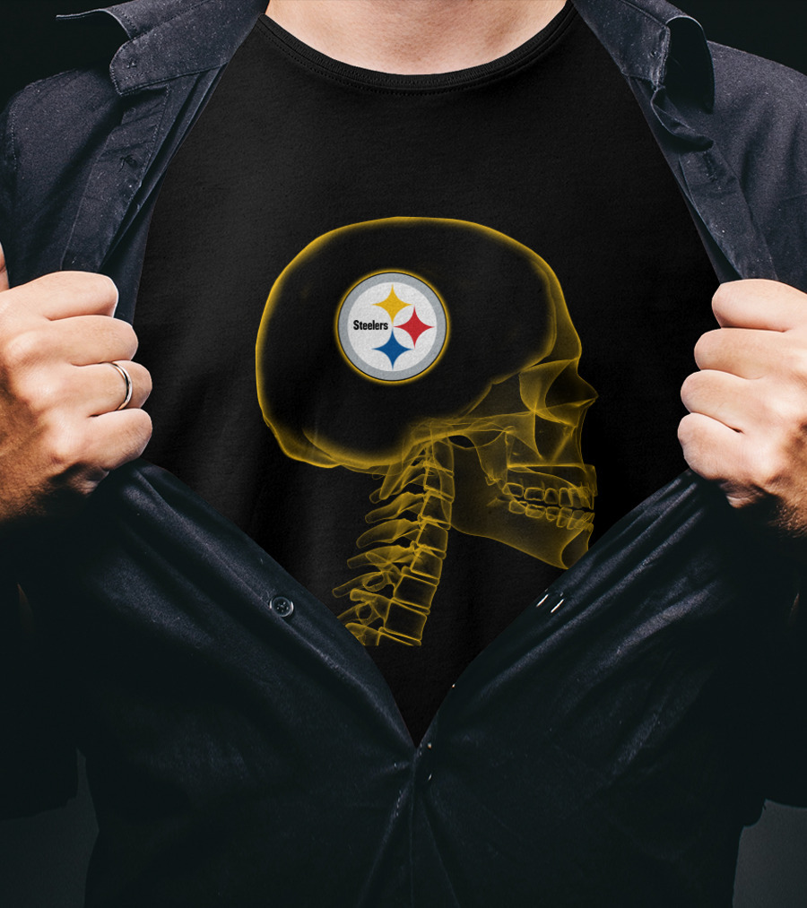 Pittsburgh Steelers Logo In Skull Halloween T-Shirt