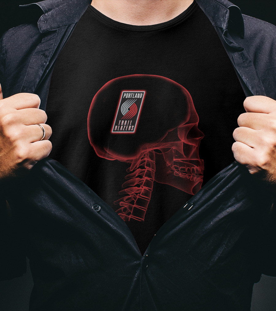 Portland Trail Blazers Skull Brain Halloween Theme T-Shirt