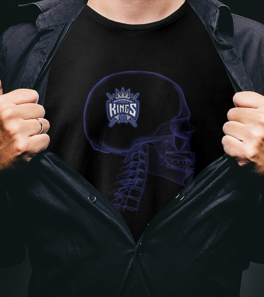 Sacramento Kings Logo In Skull Brain Halloween Theme T-Shirt